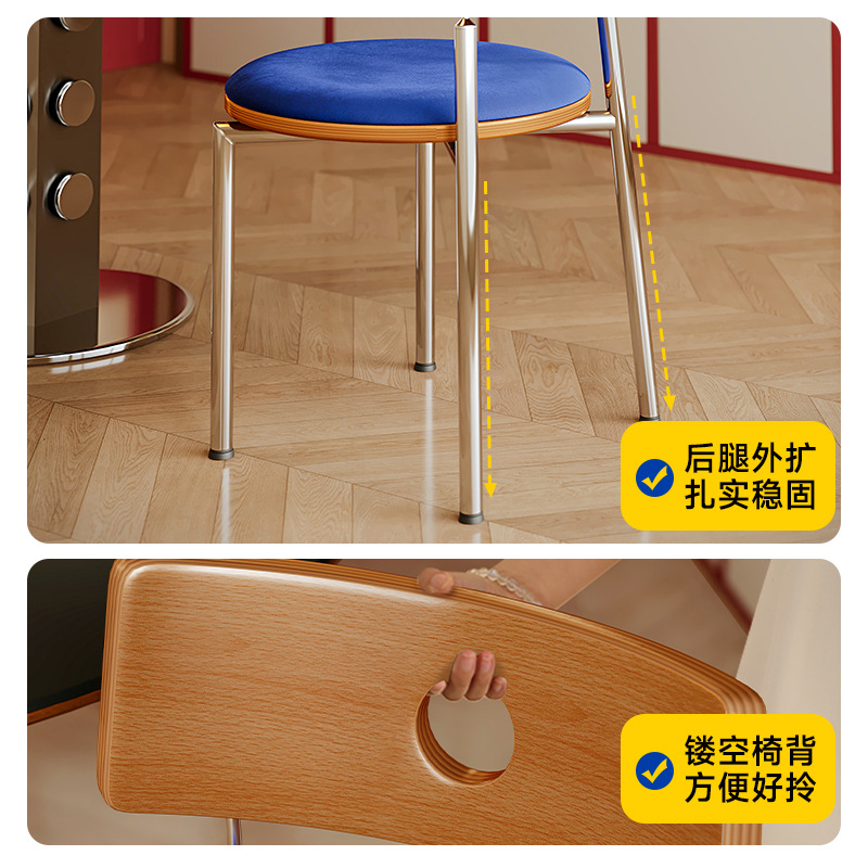Silla de comedor de estilo medio, silla de respaldo de madera maciza para el hogar, silla de diseño retro, bolsa suave, mesa y silla de comedor Bauhaus de apartamento pequeño