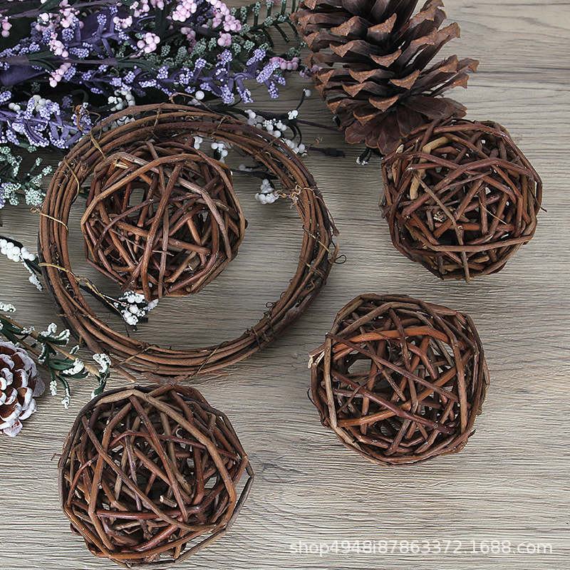 Natural Rattan Balls Willow Balls Wholesale Pet Balls Eco-Friendly Rattan Woven Balls Christmas Accessories Decorative Hanging Ornaments Ceiling Hanging Balls