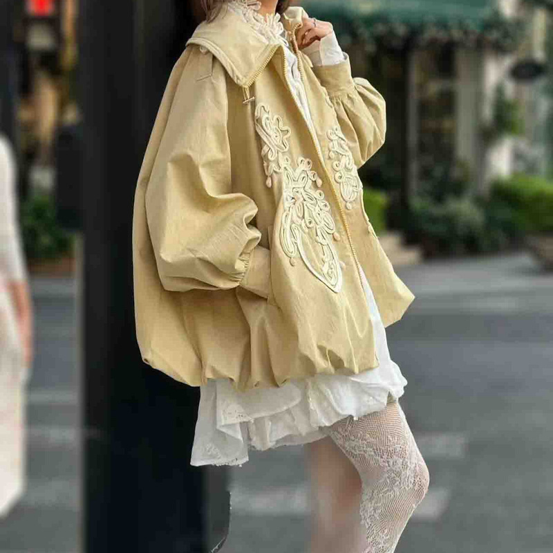 2025新款休闲刺绣设计感高级短外套女时尚韩系短款风衣|undefined