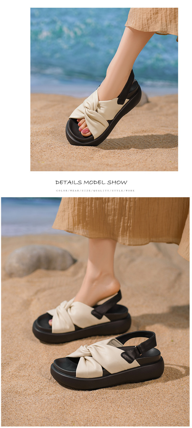 Sandal nữ hở mũi đế xuồng cao gót quai sau phối màu da thật — đen, Màu trắng nhạt chi tiết 5