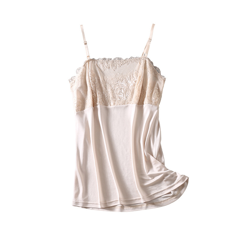 Summer New Mulberry Silk Small Sling Lace All-match Silk Small Vest High-end Boutique Base Shirt Top
