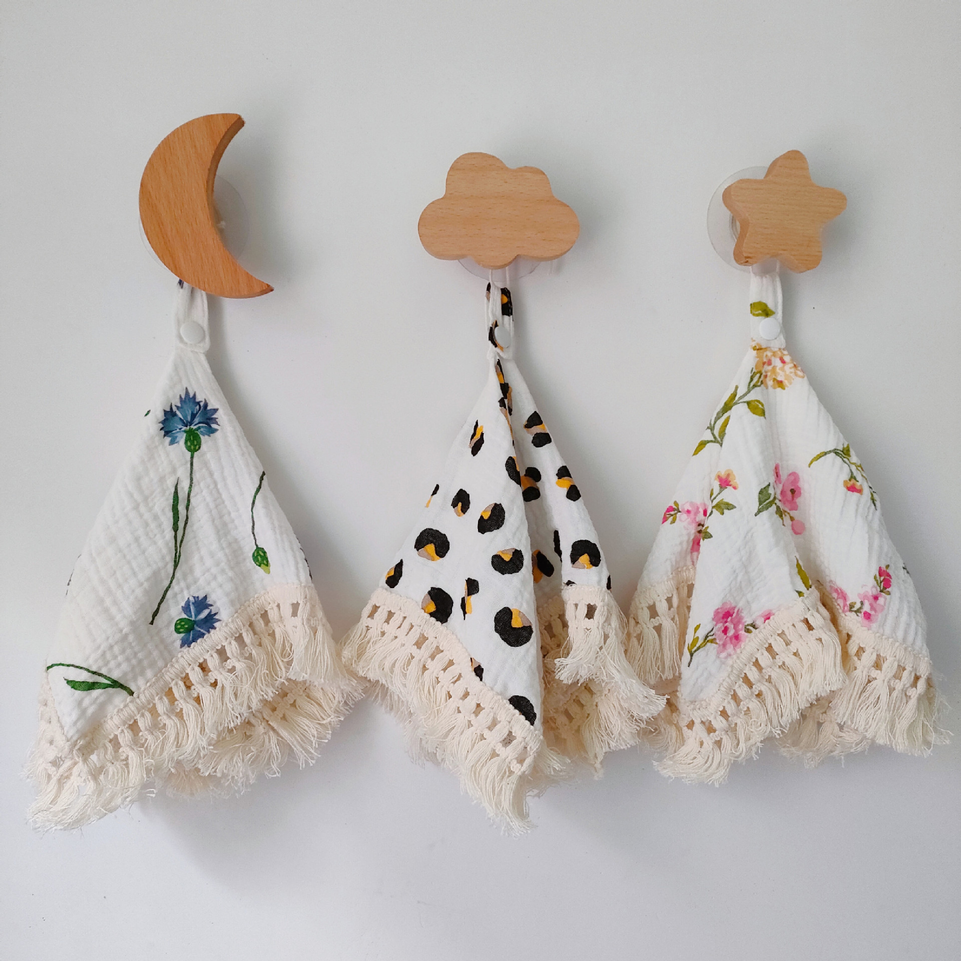 Baby Printed Tassel Blanket Cotton Gauze Comforter Baby Pacifier Pendant Saliva Towel Pure Cotton Soft