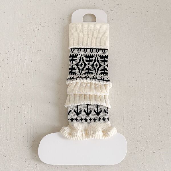 25 Retro Acrylic Knitted Slouch Socks for Autumn and Winter, Paired with Snow Boots, Warm and Fleece-Lined, Thickened, Slightly Flared, Slimming Calf Covers