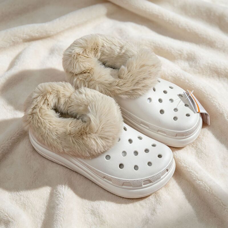 Cros plush-lined clogs for women, classic style, thick-soled, versatile, height-increasing, suitable for petite individuals, outdoor furry slippers Cros plush-lined clogs for women, classic style, thick-soled, versatile, height-increasing, suitable for petite individuals, outdoor furry slippers