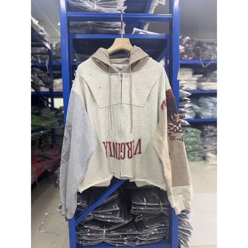Protocol Index Inverted Zipper Jacket PROJECT GR Unisex Casual Loose Hooded Cardigan Sweatshirt