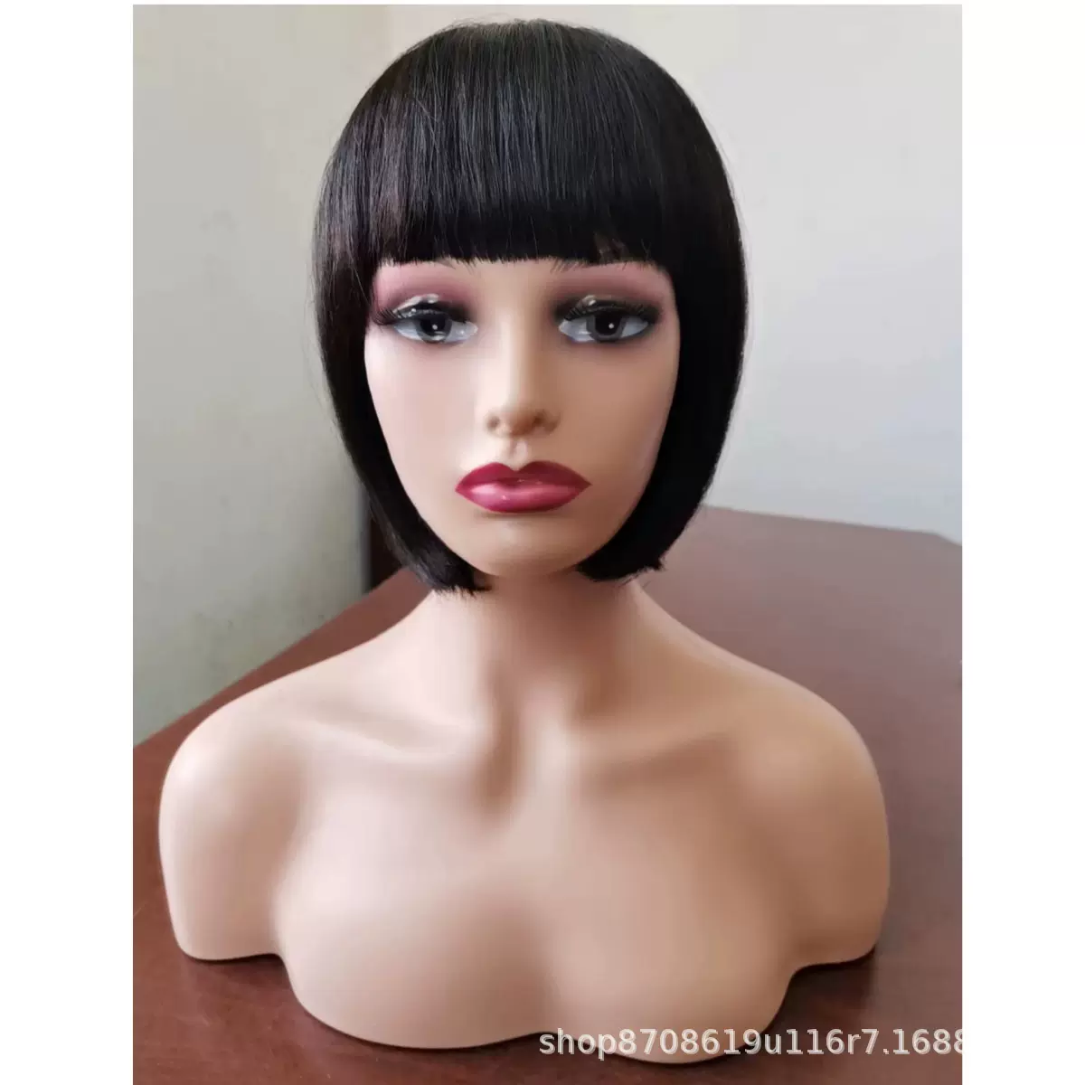 跨境货源假发 6寸-14寸机制带刘海bobo头人发头套