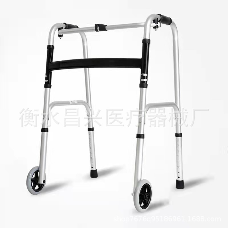 Fábrica al por mayor ruedas Walker de acero inoxidable Carro de rehabilitación Walker con asiento Walker plegable