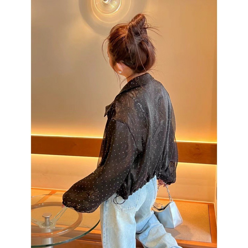 重工のホットドリルの春の日焼け止め服の短いタイプの中のレースは野球の服の女性の小さい背のpolo襟のジャケットの潮をつなぎます。|undefined