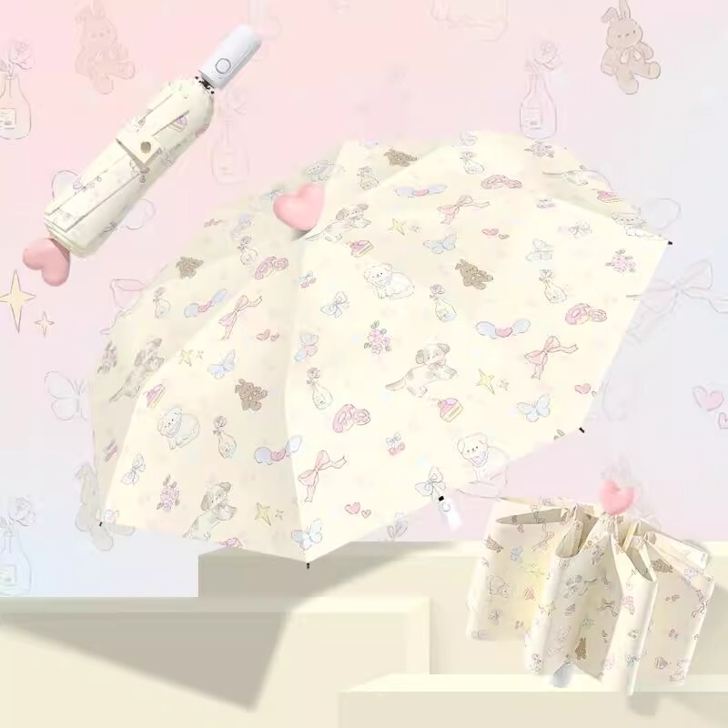 Fully Automatic Folding Umbrella, Sun Protection Umbrella, Dual-Use Umbrella for Both Sunny and Rainy Weather, Sunshade Umbrella, Anti-Uv Black Plastic Sun Umbrella