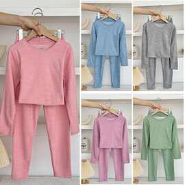 儿童保暖内衣山羊绒蚕丝无骨加厚中大童女童秋裤秋衣德绒套装打底