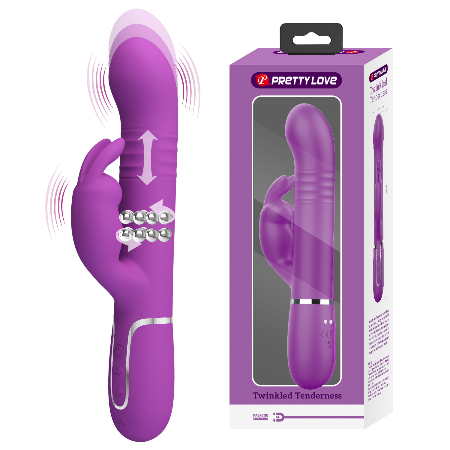 Pleasure Patti Lae Female Multi-frequency Vibration Rotating Bead Telescopic Massager Sex Toy BW-500013_voghion.com