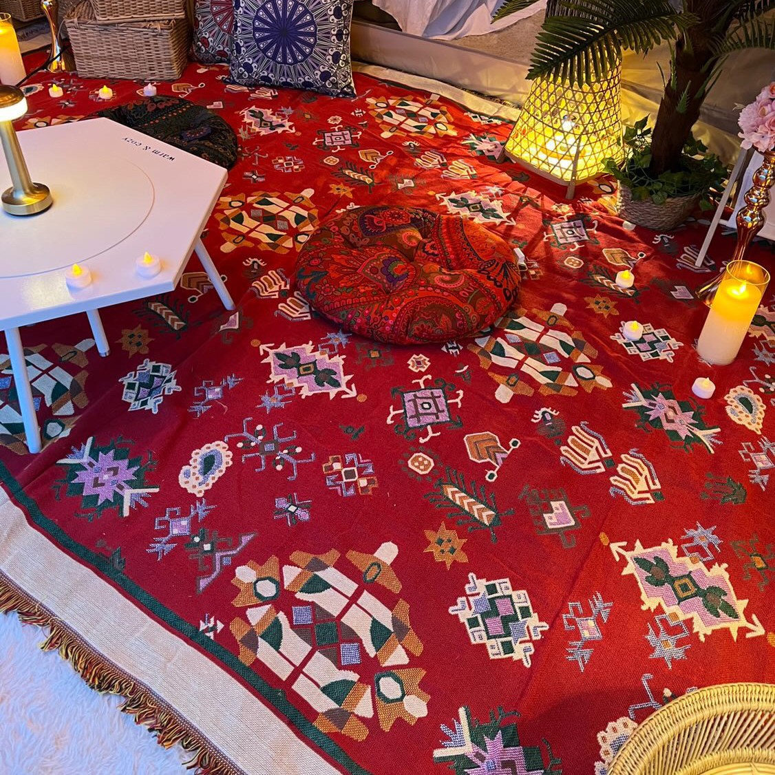 西藏风情民族风休闲毯沙发毯盖毯毛毯装饰毯复古美式乡村