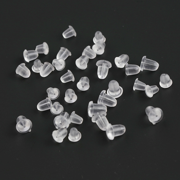 Earring accessories plastic silicone earplugs earplugs like glue bullet head plastic DIY ear cap earrings wholesale