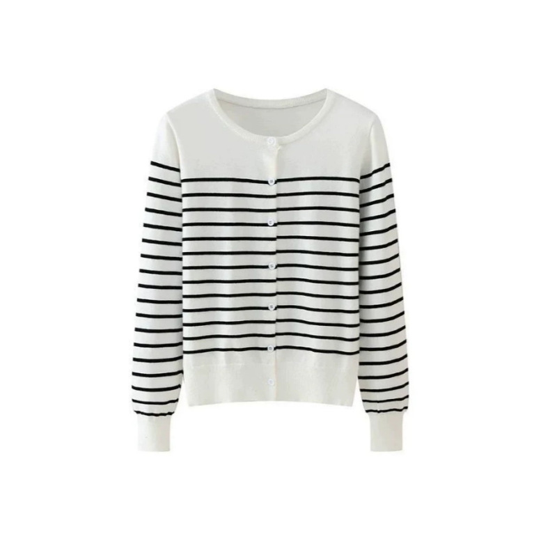 Women's Modal Cotton Blend Vintage Striped Knit Cardigan, New Spring/Autumn Versatile and Unique Outer Sweater Women's Modal Cotton Blend Vintage Striped Knit Cardigan, New Spring/Autumn Versatile and Unique Outer Sweater