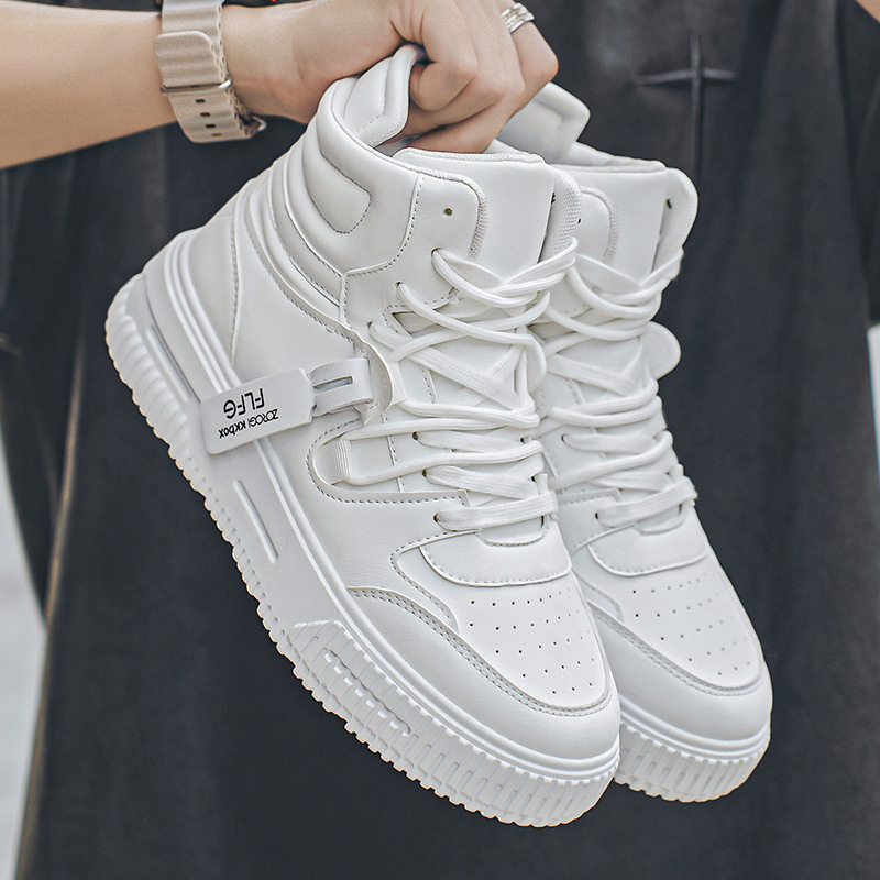 Cross-Border Large Size Men's Shoes Autumn and Winter New High-Top Sneakers Couples Fashion White Shoes Teenagers Students Trendy Shoes