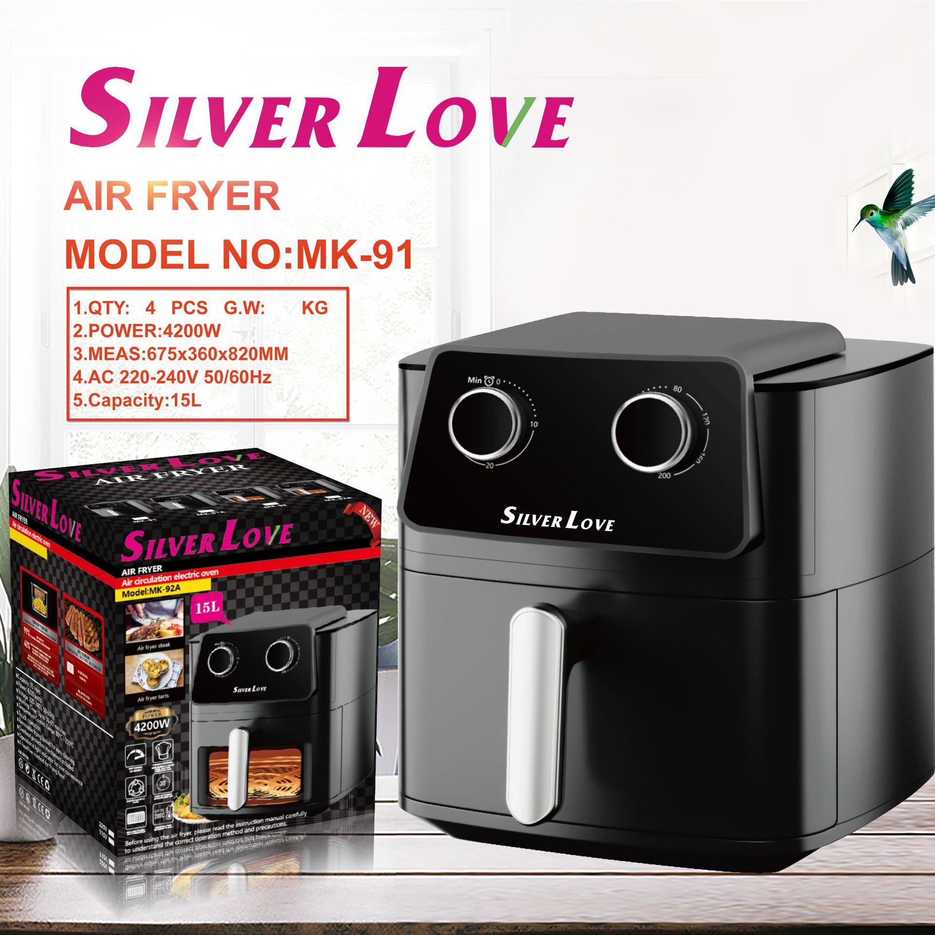 Foreign Trade Export Airfryer Household Air Fryer Electric Fryer Multi-Functional Smart Fried Chicken and Fries 4200W