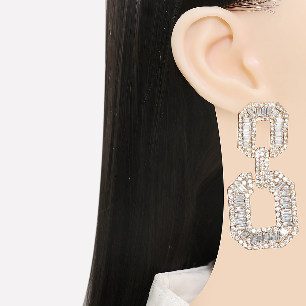 Fashion Square Alloy Rhinestones Women's Drop Earrings 1 Pair display picture 4