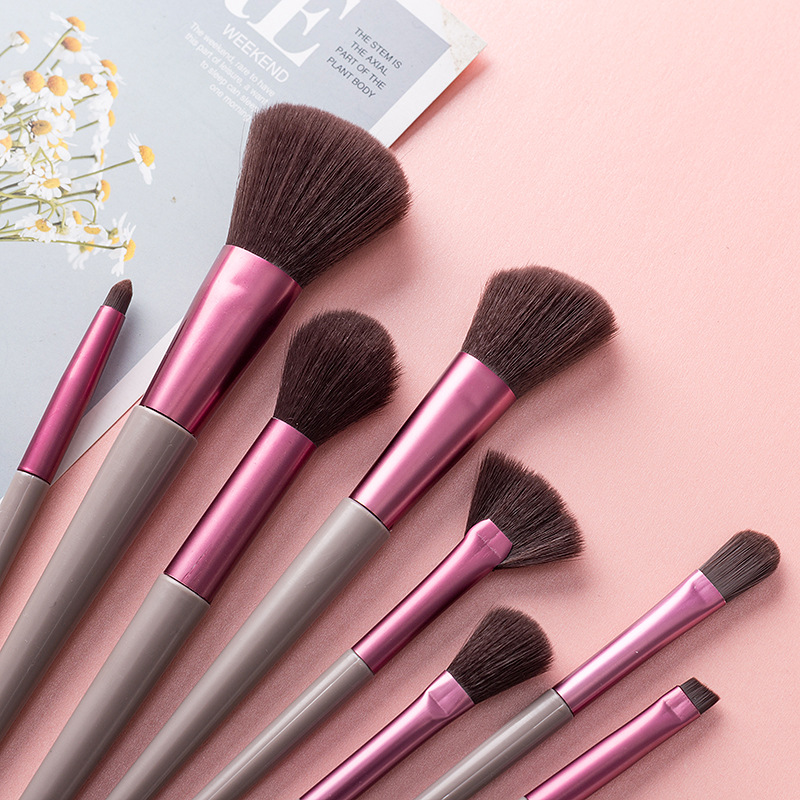 Nuevo ocho cerezas conjunto de maquillaje cepillo de polvo suelto cepillo de sombra de ojos cepillo de cejas Fundación Blush corrector conjunto cepillo de maquillaje