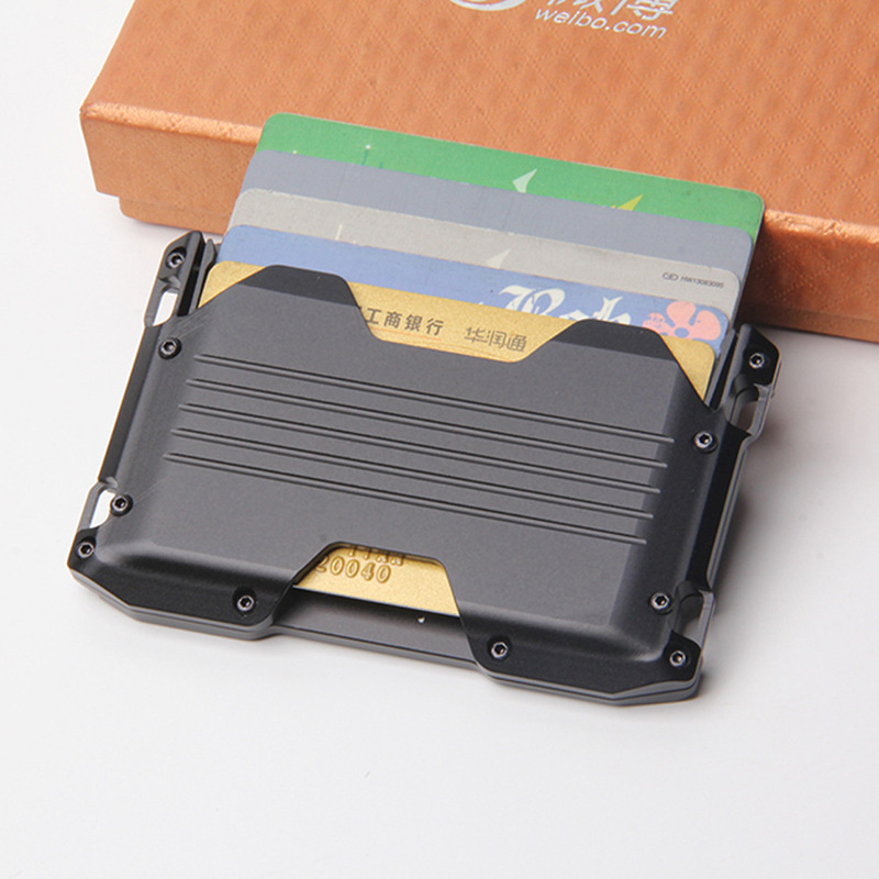 Cross-Border New Edc Card Holder Anti-Theft Brush Metal Card Holder Card Holder Men's Rfid Wallet Coin Key Storage Box