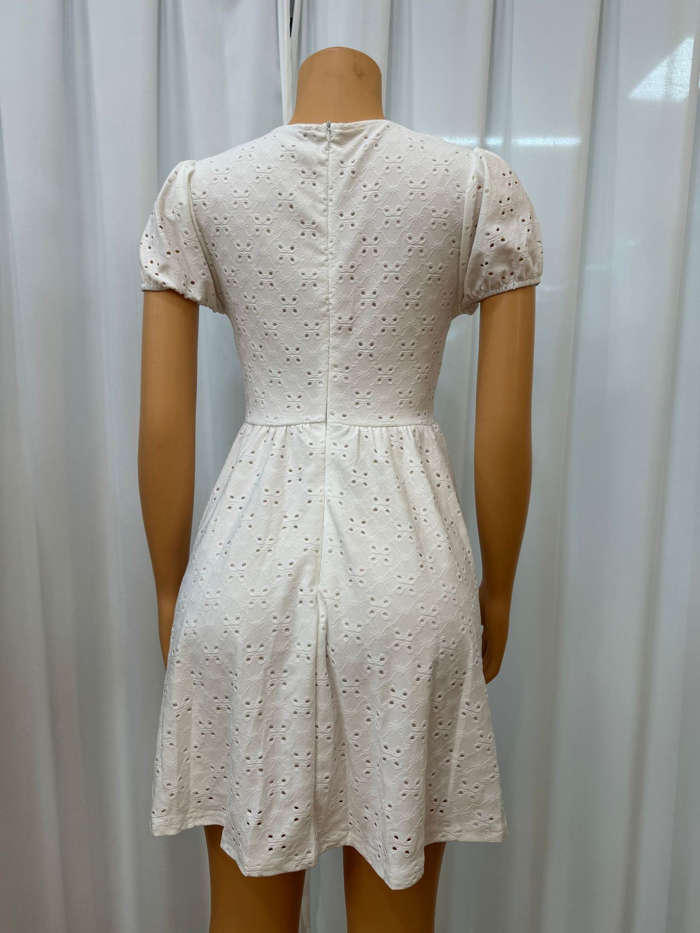 Women's Sexy Hollow Out Strappy V Neck Short Sleeve Solid Color Dress Style_ecoleips.com