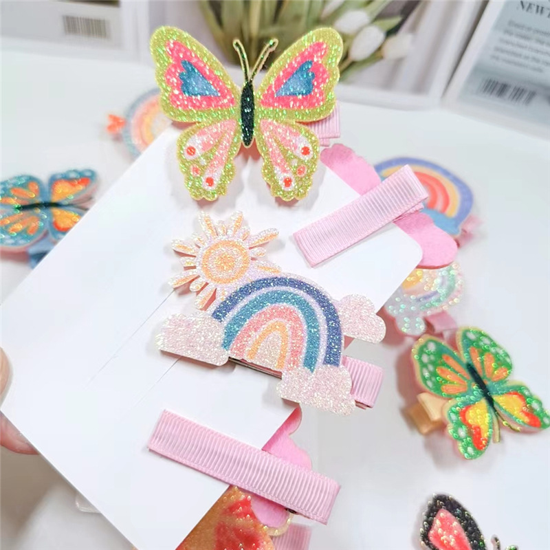 Sweet Rainbow Unicorn Butterfly Cloth Hair Clip display picture 1