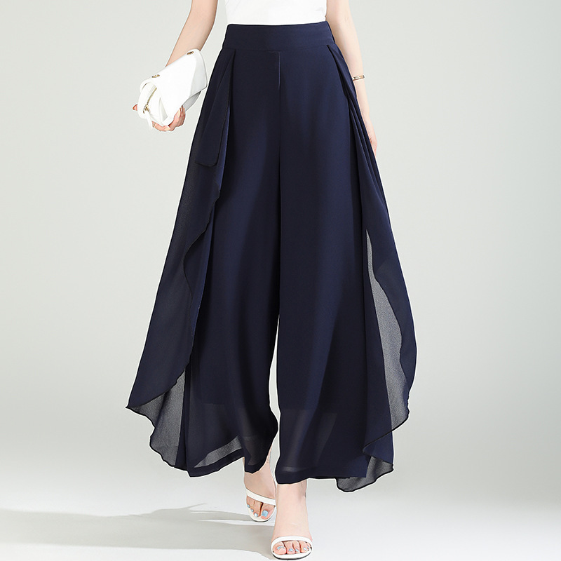 2025 New Culottes Chiffon Wide-Leg Pants Women's Summer Pants Loose Straight Pants Thin Culottes Casual Pants 2025 New Culottes Chiffon Wide-Leg Pants Women's Summer Pants Loose Straight Pants Thin Culottes Casual Pants