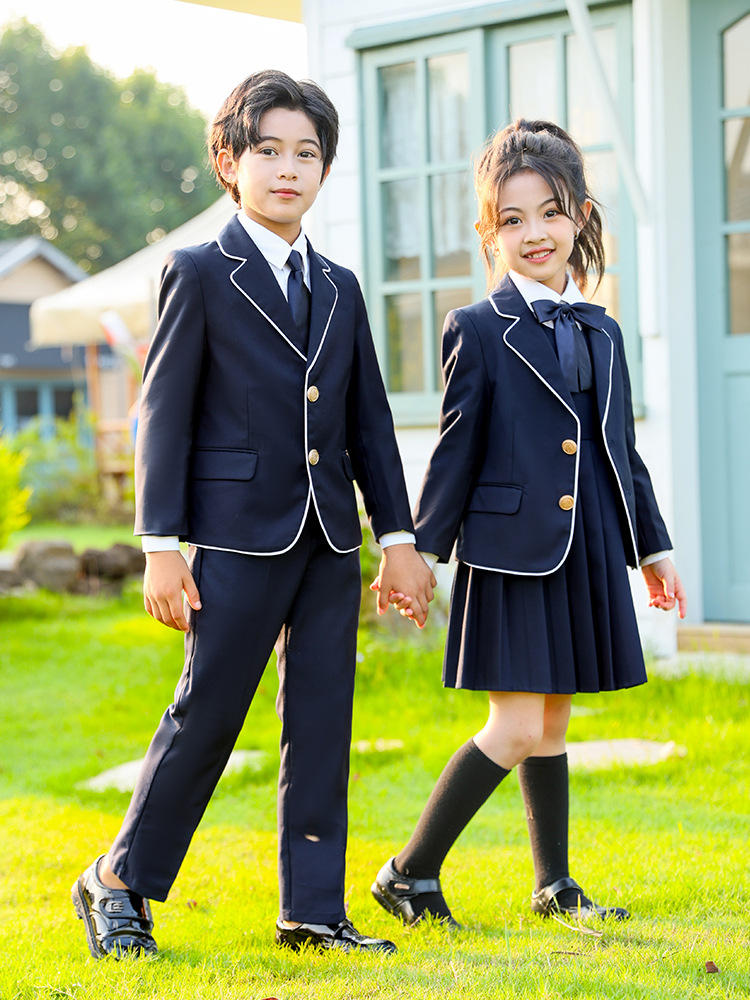 Ropa de jardín de infantes modelos de otoño e invierno trajes de niños y niñas de estilo británico
