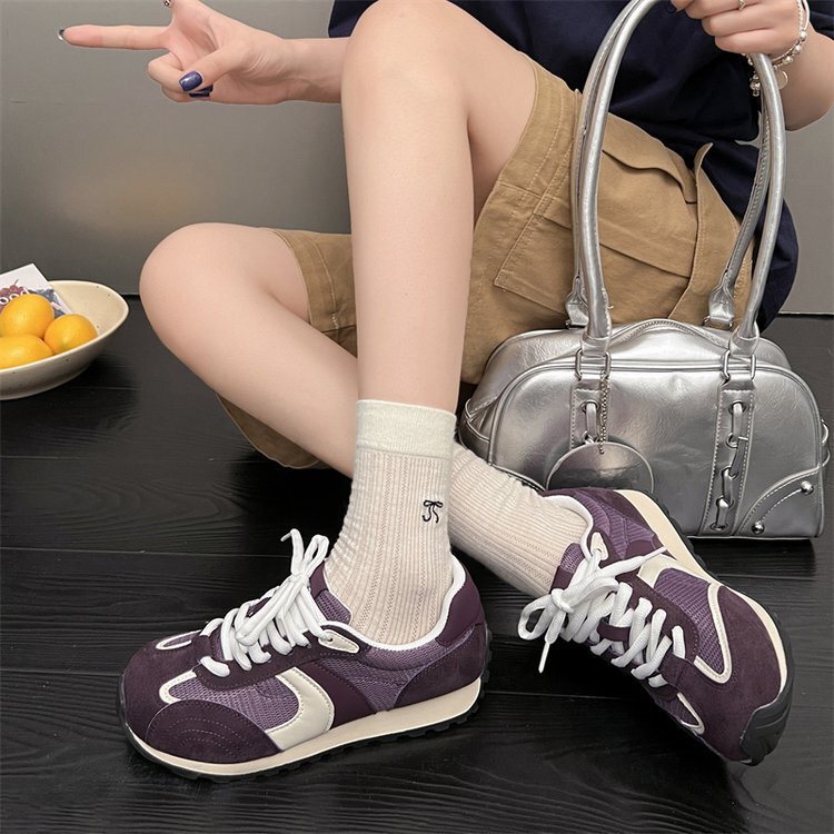 真皮厚底增高透气德训鞋女2025夏季休闲百搭阿甘运动鞋子高帮潮牌|undefined