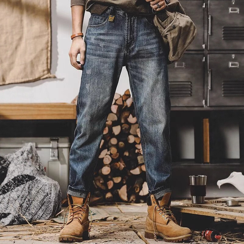 American Retro Jeans Men's 2025 New Loose Trendy High Street Washed Casual Versatile Small Straight Pants