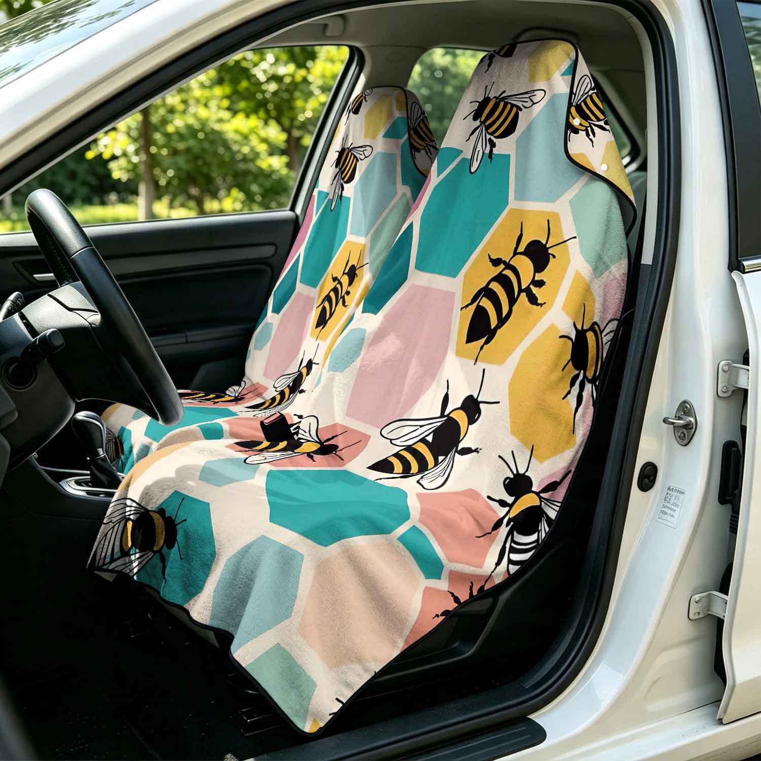 2-piece dual-use car seat cover, ultra-fine fiber, can be used as a beach towel, printed car protective seat cover 6