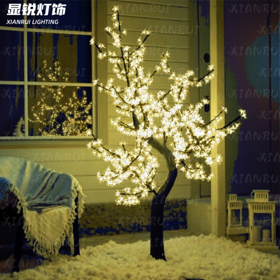 大型许愿树桃花树假树仿真樱花树网红道具樱花婚庆造景室内装饰灯