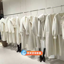 秋冬季双面羊毛绒呢子大衣女高级感外套女十三行大牌女装尾货杂款