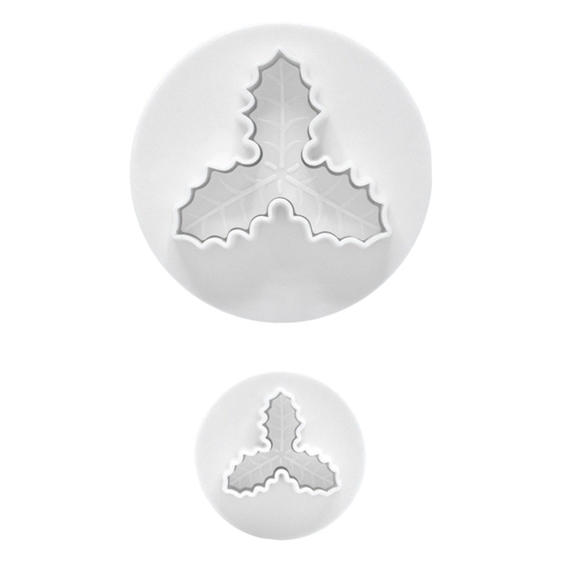 Molde de galleta artificial tipo prensa de hoja de acebo, molde de sellado, herramienta de juego de horneado diy