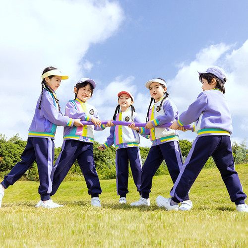 Preschool and Primary School Student Spring and Autumn Uniform Set, Summer Sports Uniform Set, Three-Piece School Uniform Set for Children