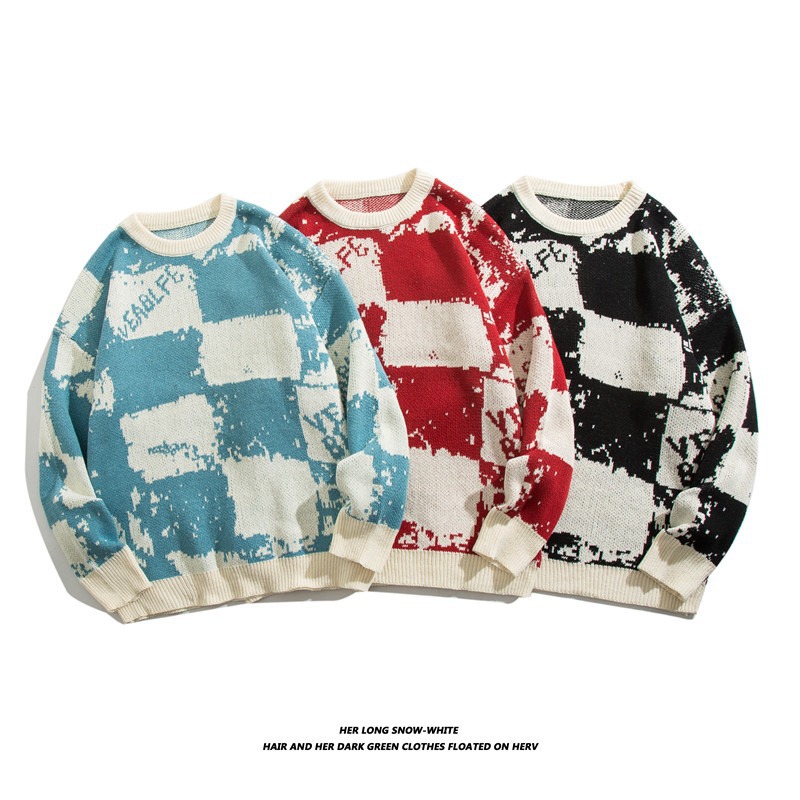 Demi-season retro design colored trend knitted brand sweater for men…