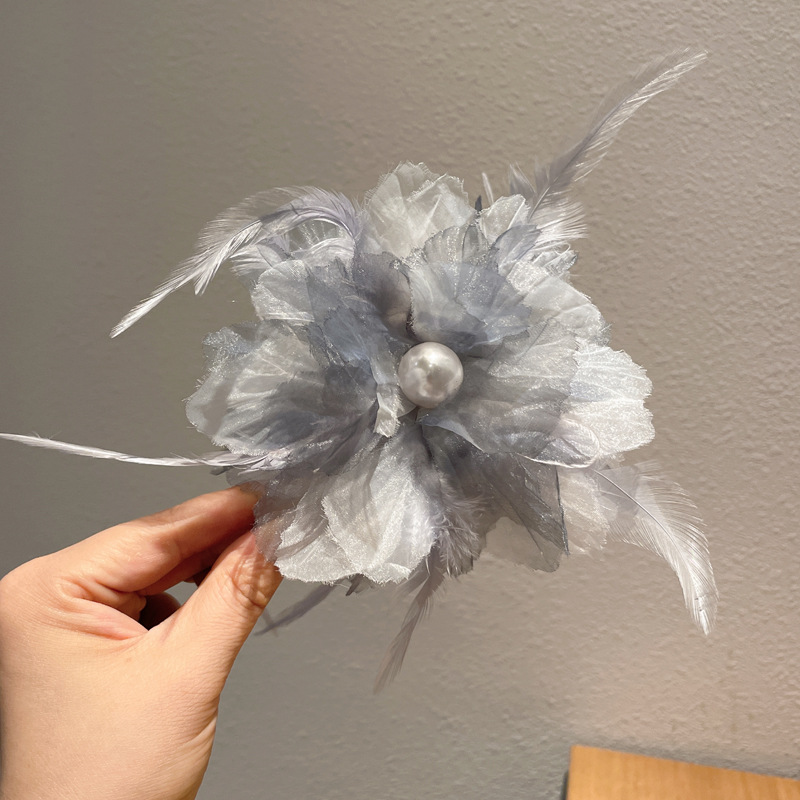 Elegant and sophisticated temperament, with a sense of immortality, pearl feathers, large size claw clip, female back spoon, curly hair, shark clip, and versatile fur hair clip