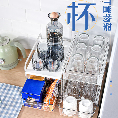 Kitchen cup storage rack desktop cabinet drawer type water cup mug holder snack fruit rack