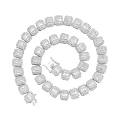 European and American Cuban Chain Square Ice Sugar Chain 12mm Necklace Bracelet Niche Hip-Hop Women's Jewelry Accessories Ice Sugar Diamond