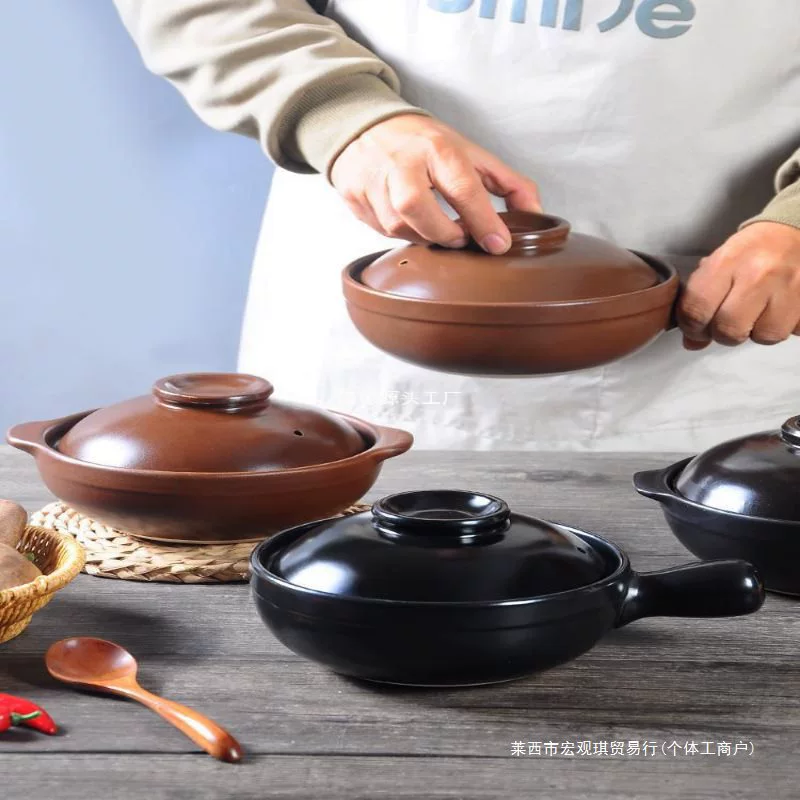 Рисовая кастрюля Potcal стабильна к высокотемпературной жарке маленькая кастрюля пояс для коммерческого керамического глиняного горшка для рисовой лапши рагу
