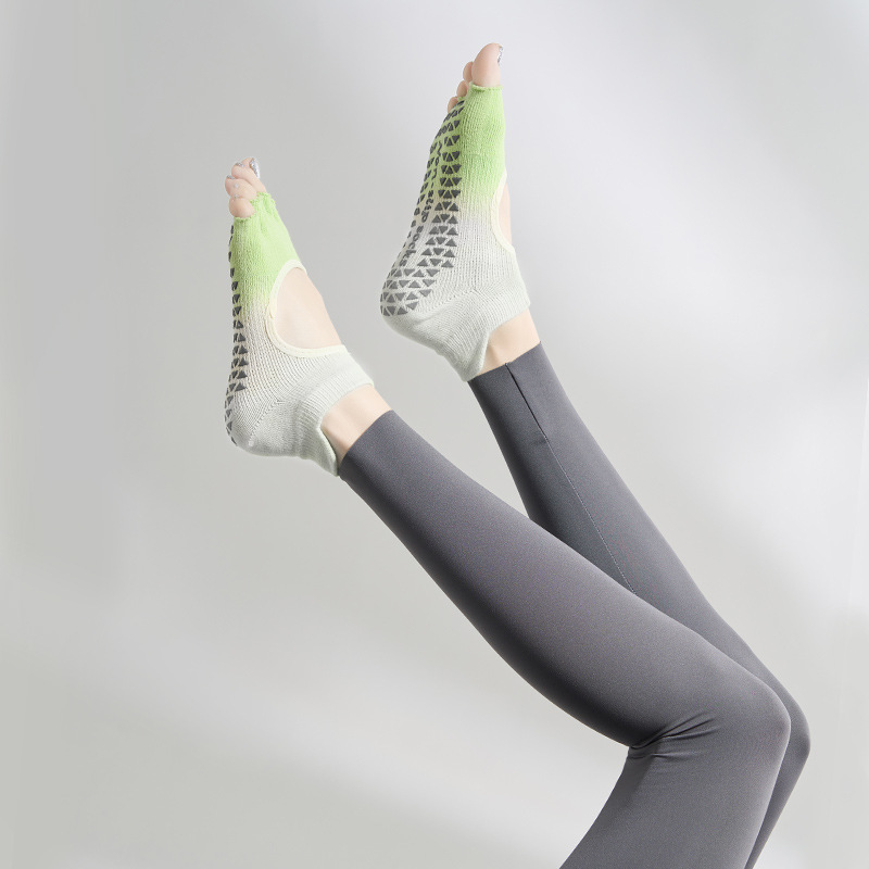 Calcetines de yoga para otoño e invierno, calcetines de cinco dedos, calcetines antideslizantes para Pilates, calcetines deportivos profesionales para mujer con dedos separados, venta al por mayor con espalda abierta.