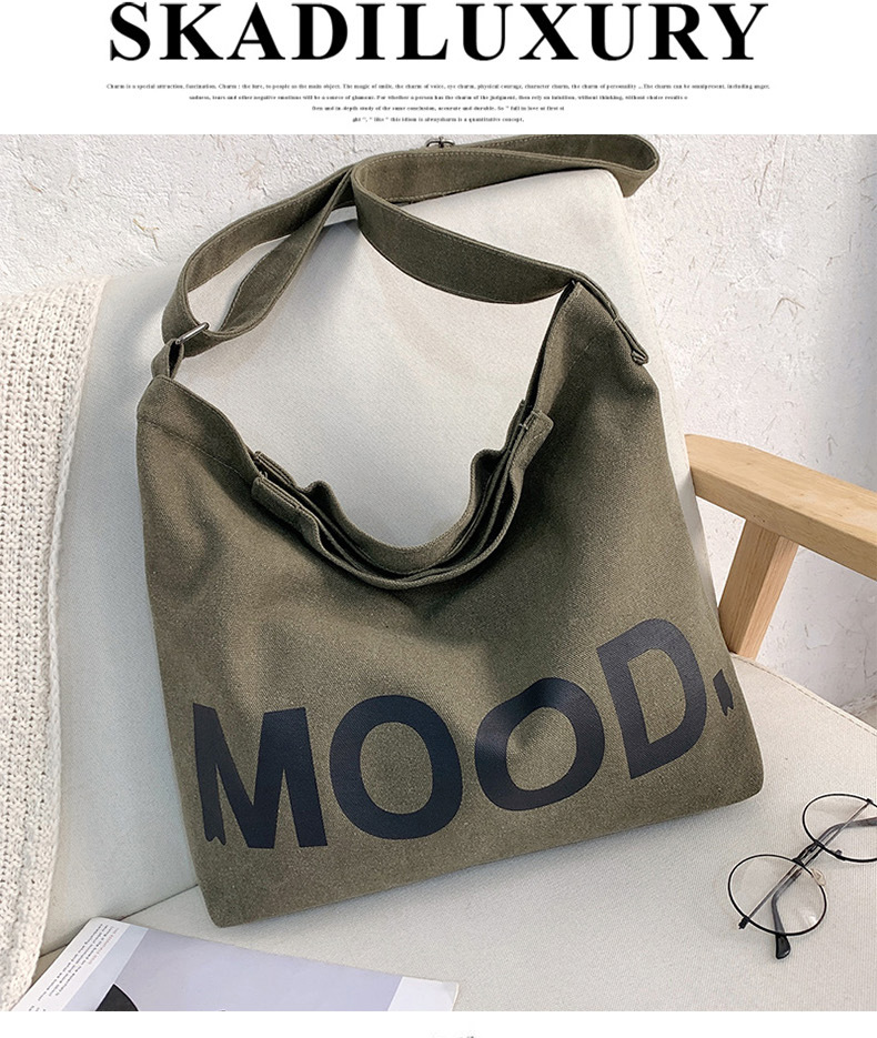 VELY VO Mood Fashion Canvas Shoulder Eco Bag Brown Color 8