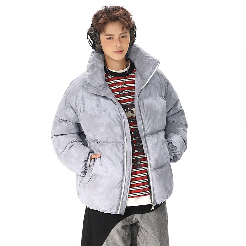 Doudoune en cuir pu unisexe avec col montant style oversize_voghion.com