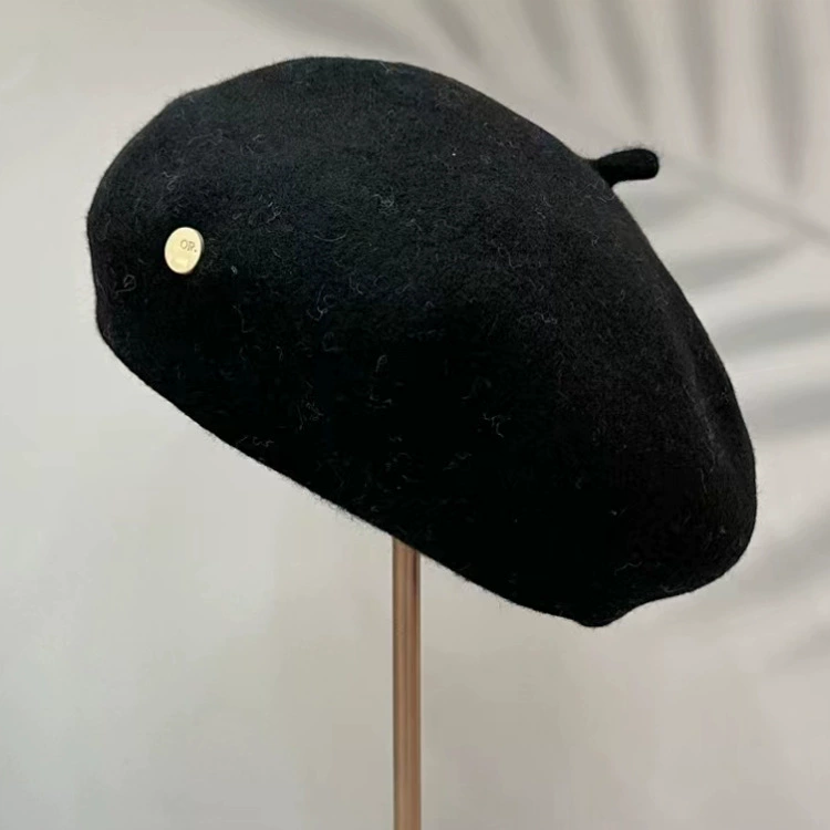 Demi-season colored woolen keep warm beret, universal hat