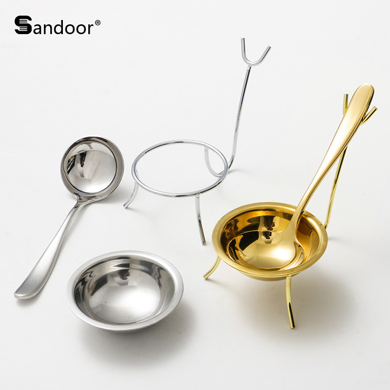 Shaduo304 Stainless Steel Spoon Holder Practical Spoon Colander Spoon Male Spoon Golden Household Tableware Spoon Holder