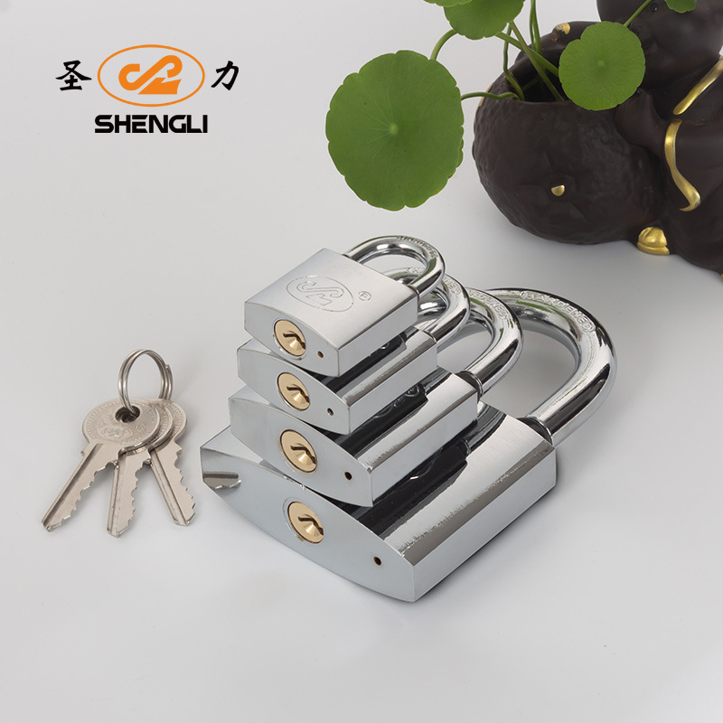 Pujiang factory direct sales thick type Shengli chrome-plated lock with waterproof ring copper core padlock warehouse door lock head pic 5