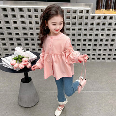 Children's Spring Outfit Shirt 2024 New Spring Shirt Little Girl Long Sleeve Jacket Trendy Stylish Baby Girl Top