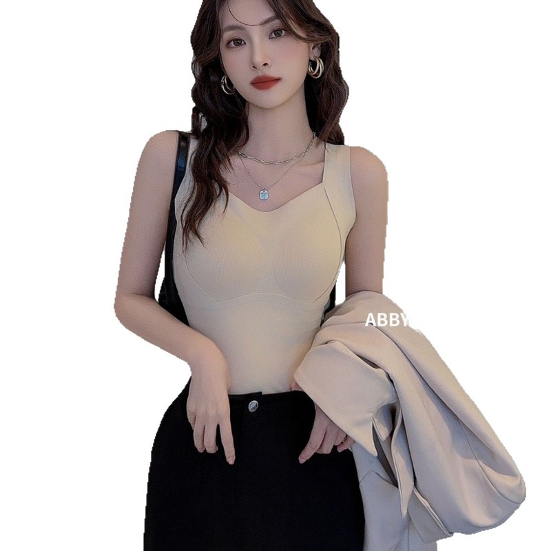 8001#羊绒蚕丝固定杯带胸垫背心磨毛修身显瘦百搭保暖内搭上衣女|undefined