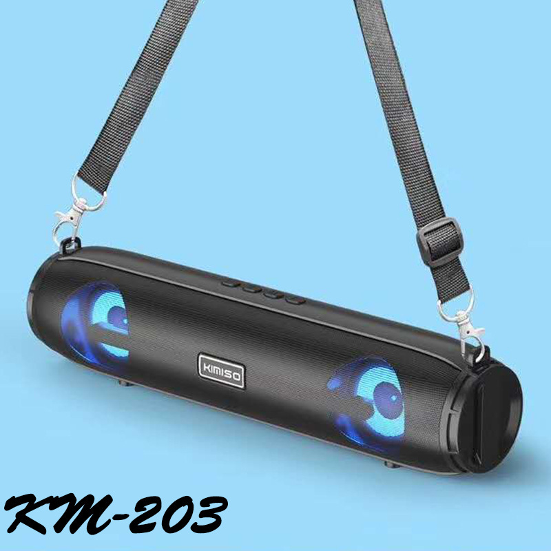 KM-203 Wireless Bluetooth Speaker Long LED Dual Speaker Outdoor Portable Strap Card Audio Gift FM