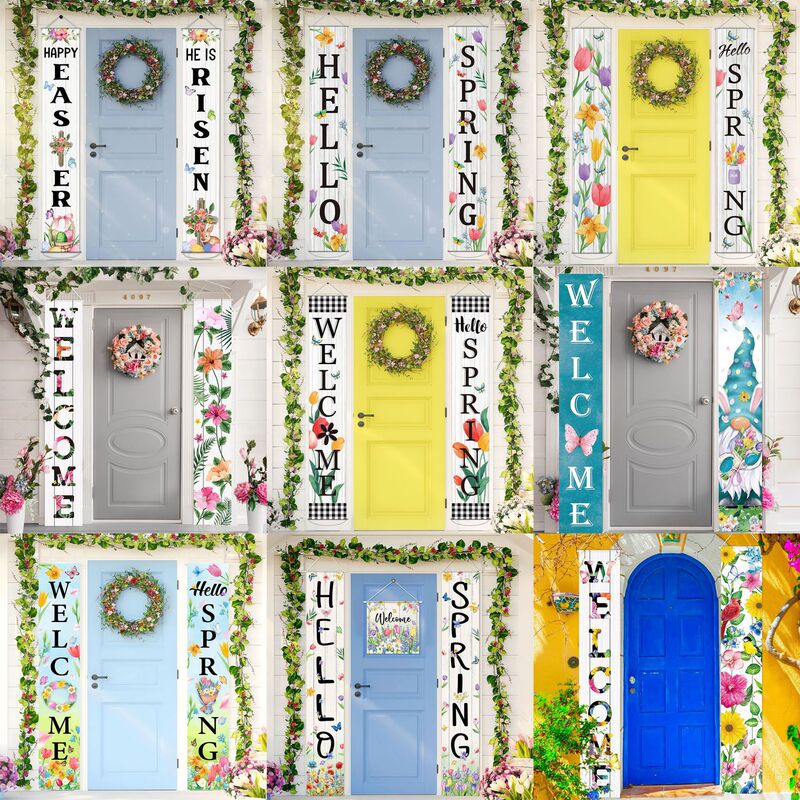 Cross-border new spring couplet spring color flower gnome porch decoration courtyard indoor and outdoor decoration door curtain Cross-border new spring couplet spring color flower gnome porch decoration courtyard indoor and outdoor decoration door curtain