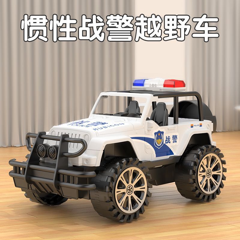 Off-Road Police Car, Large Inertia Children's Off-Road Vehicle Model, Jeep, Boy's Crash-Resistant Toy Car